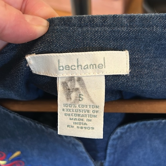 VINTAGE Bechamel Denim Embroidered Chambray Dress - Picture 3 of 7